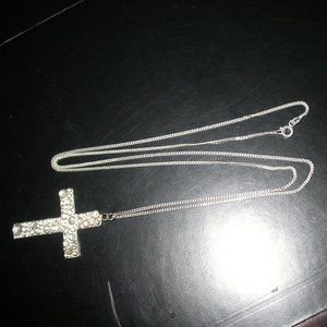 Sterling Silver Cross on 16" Box Chain
